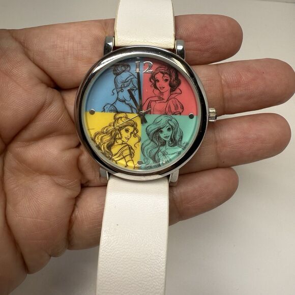 Accutime Disney Princess Color Block White Band Analog Watch New Battery - Picture 2 of 8